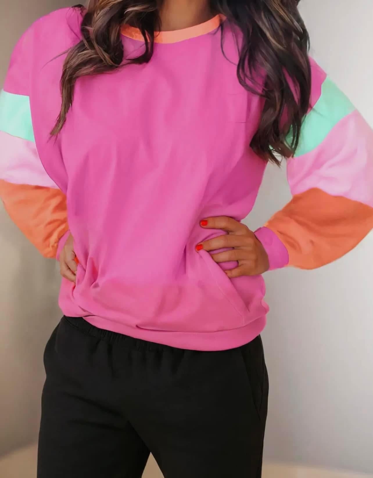 Long sleeve color block shirt