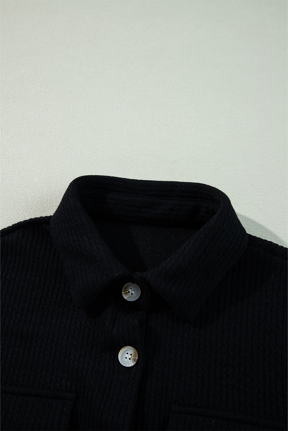 Dark Khaki Solid Color Corduroy Buttoned Long Sleeve Shacket