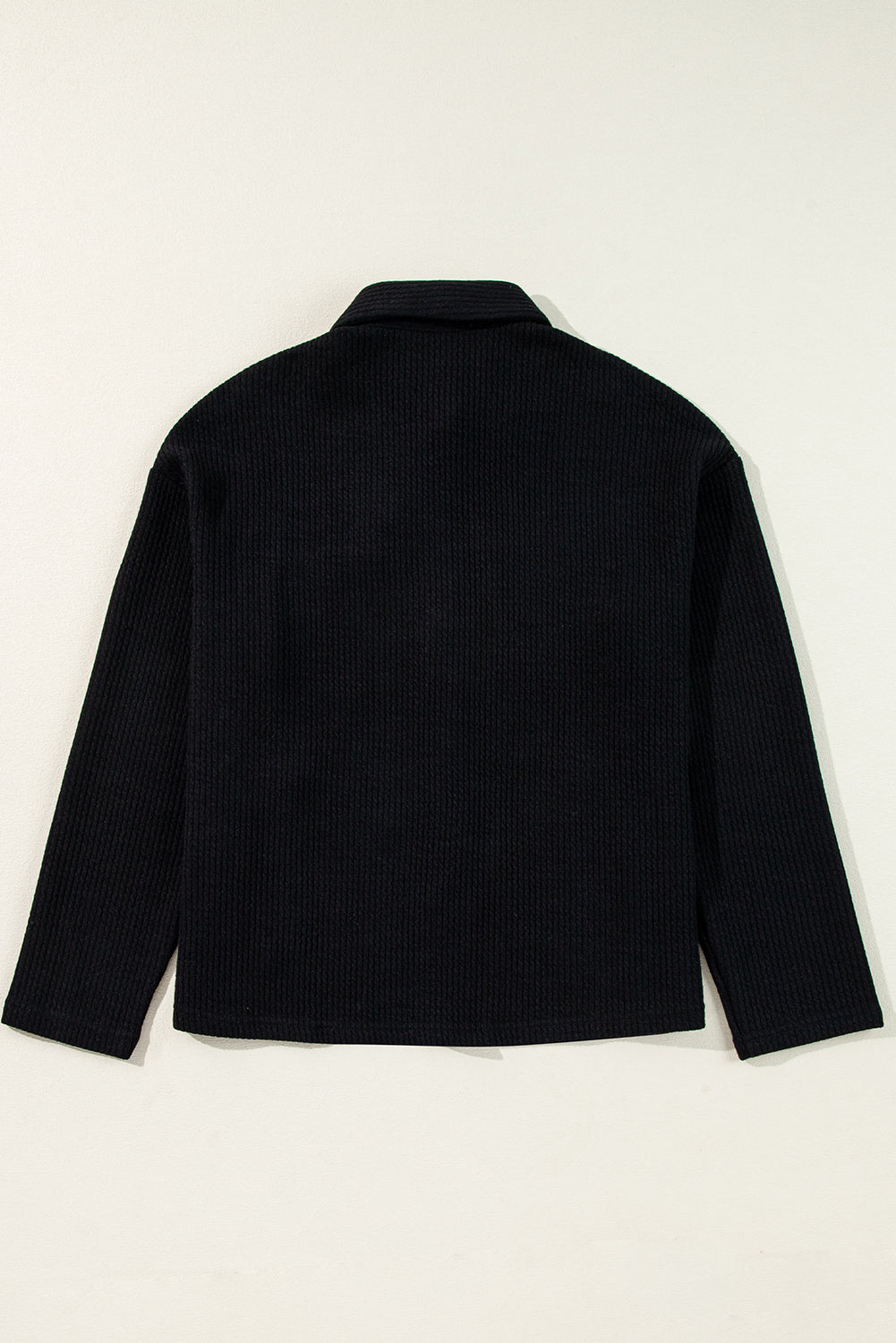 Dark Khaki Solid Color Corduroy Buttoned Long Sleeve Shacket