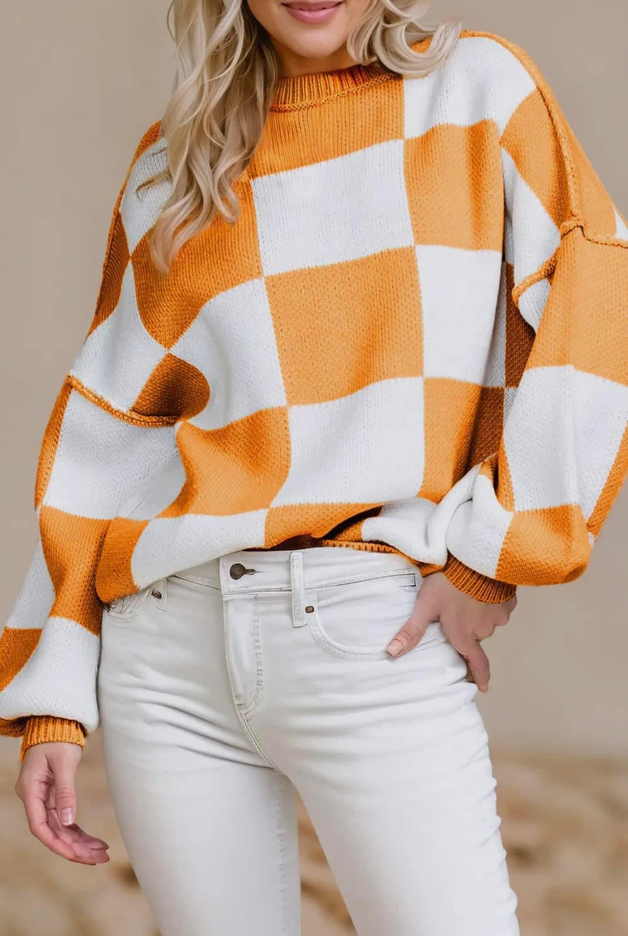 Orange and white sweater